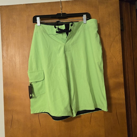 NWT Burnside Neon Green Swim Trunks Size 34 - Picture 1 of 7